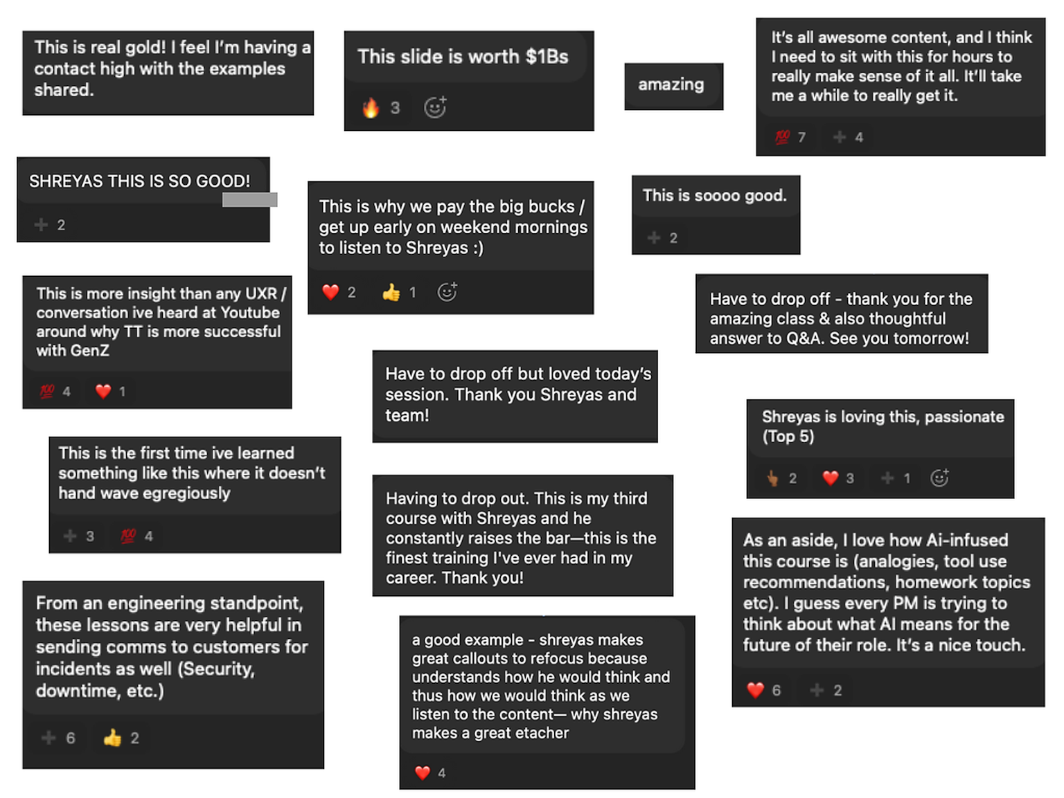 Live Zoom comments & reactions from cohort #1 students